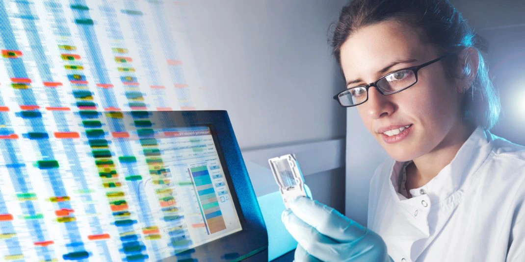 Scientist inspecting sample