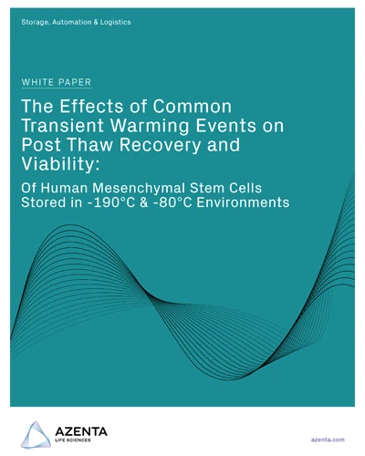 The Effects of Common Transient Warming Events on Post Thaw Recovery and Viability: Of Human Mesenchymal Stem Cells Stored in -190°C & -80°C Environments