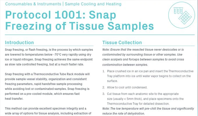 Snap Freezing of Tissue Samples Using CoolRack Thermoconductive Tube Racks