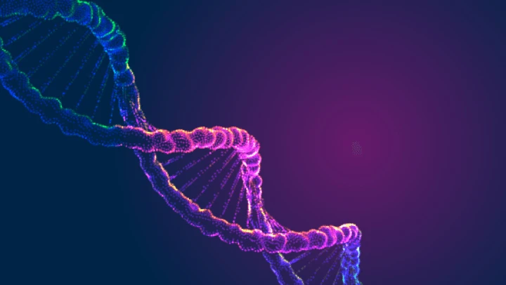 DNA strand on purple background