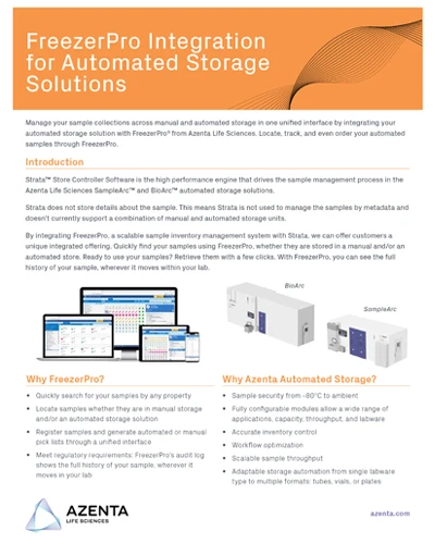 FreezerPro Integration for Automated Storage Solutions
