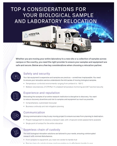 Top 4 Considerations for Your Biological Sample and Laboratory Relocation