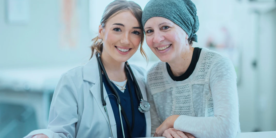 Cancer patient and doctor