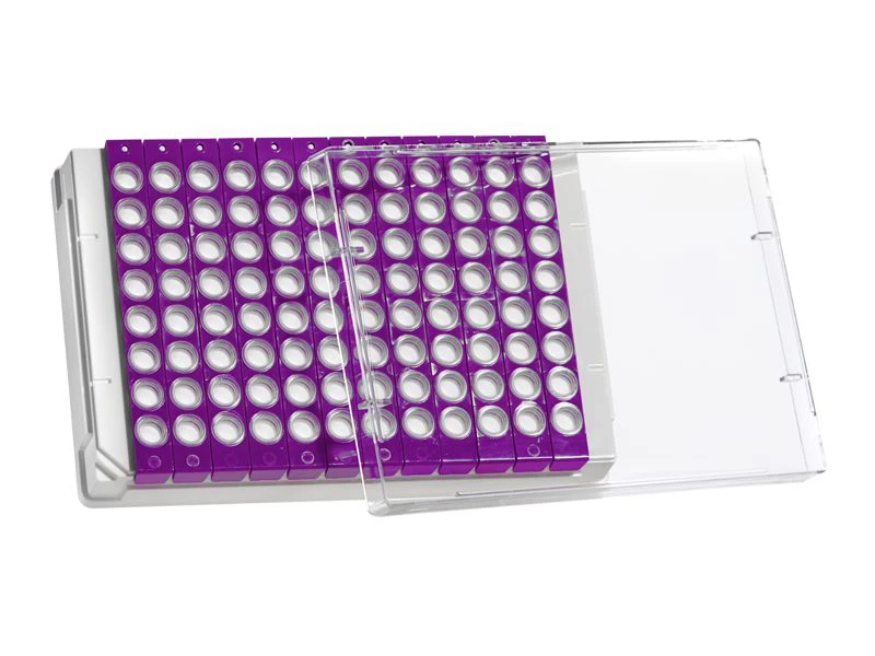 8 Well PCR Tube Strip Adapter (4ti-0371) with Adapter Lid (4ti-0292) | With 8 Well PCR Tube Strip with PC Frame | Front