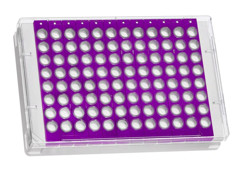 8 Well PCR Tube Strip Adapter (4ti-0371) with Adapter Lid (4ti-0292) | With 8 Well PCR Tube Strip with PC Frame | Front